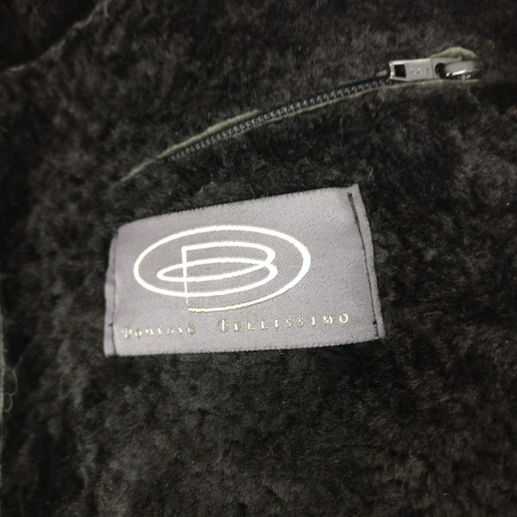 DOMINIC BELLISSIMO Lux textured Black Sheepskin Shearling Coat 42 Designed in CA - Picture 7 of 12